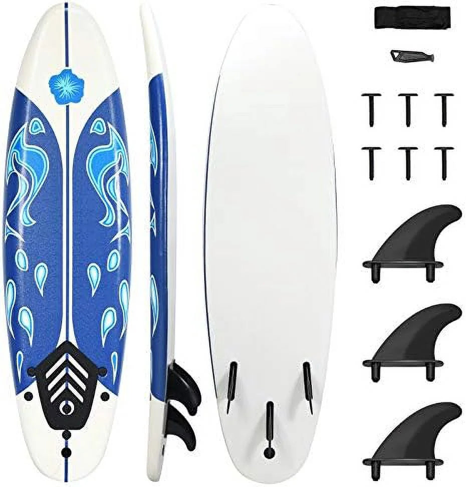 Non-Slip Surfing Board With Removable Fins & Leash O49678