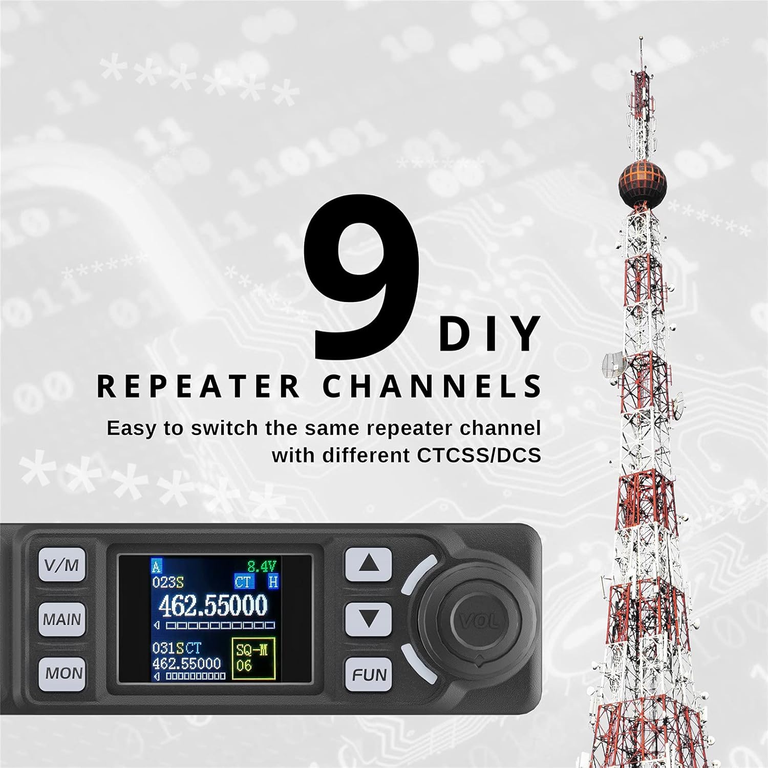Mobile Radio, 20W Two Way Radio with Cigarette Lighter Plug, 500 Channels U69815