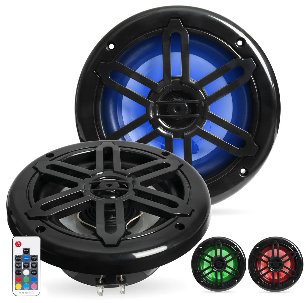 Black 500W 6.5" Marine Speakers with RGB R177253
