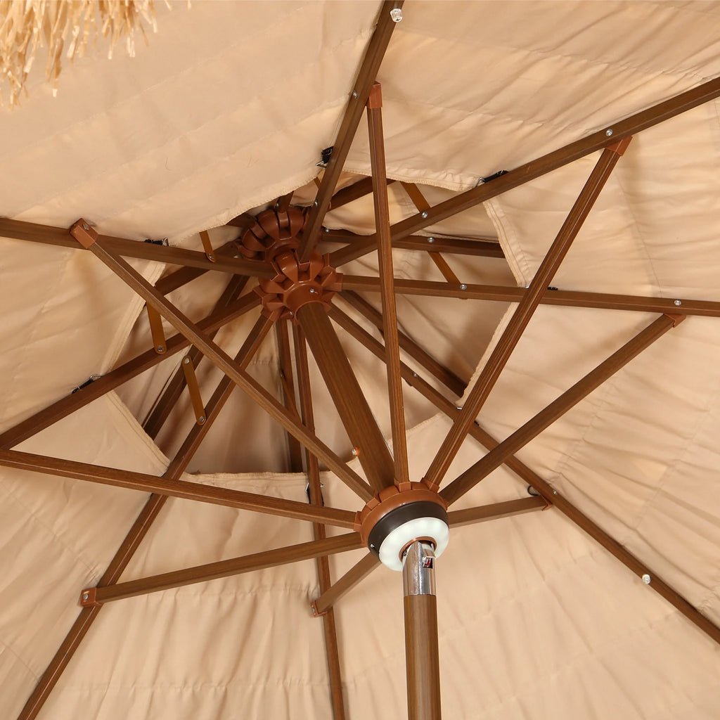 9FT Double Tiers Solar LED Thatched Tiki Umbrella M5984