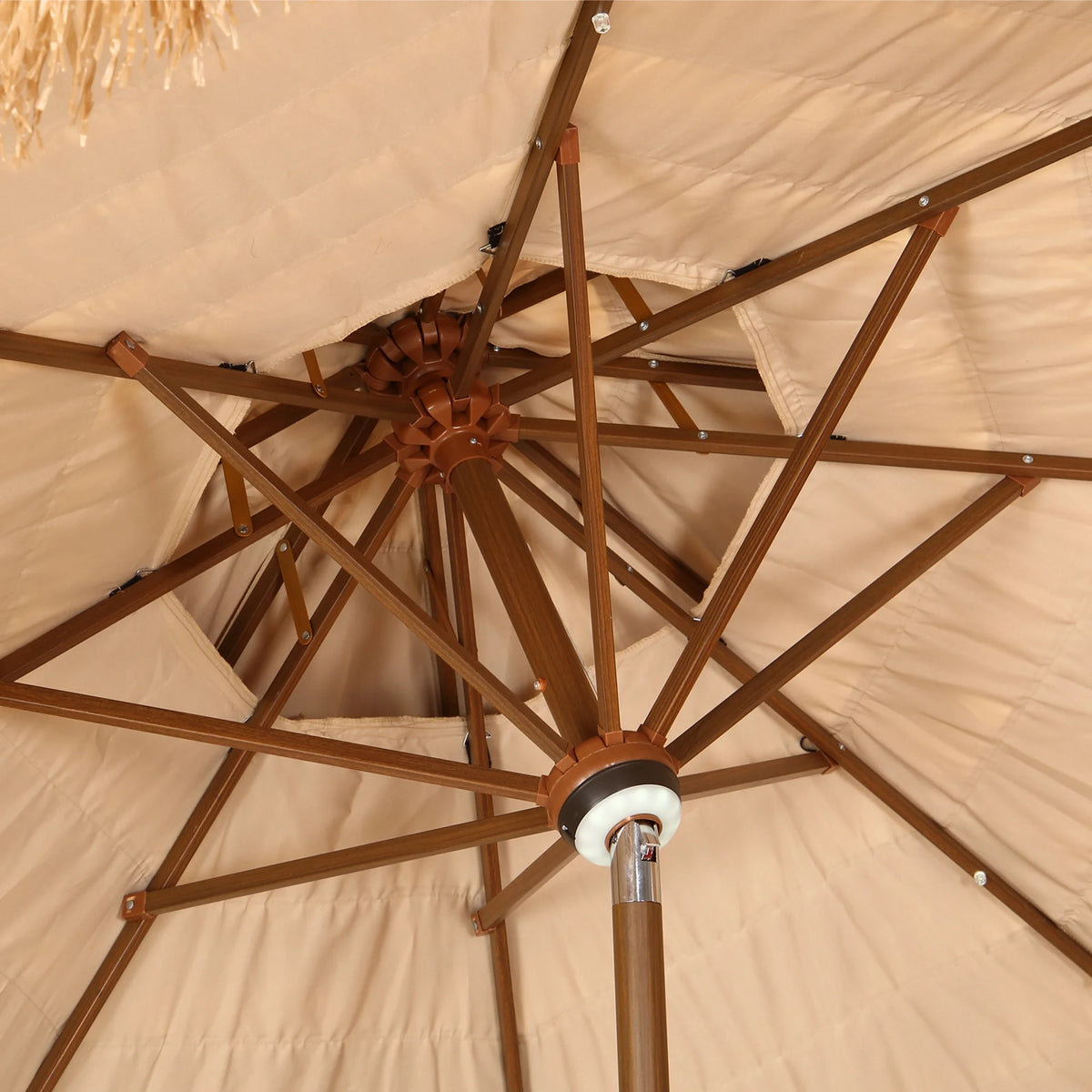 9FT Double Tiers Solar LED Thatched Tiki Umbrella M5984