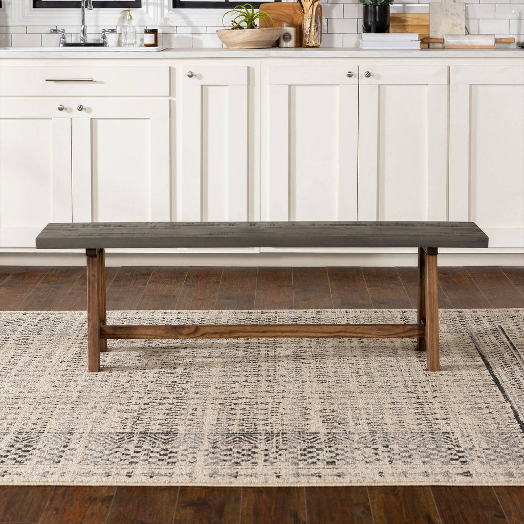 Solid Wood Trestle Dining Bench Gray/Brown M824939