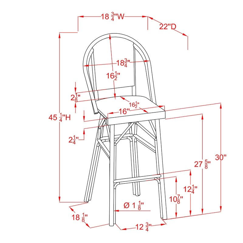 Yellow Aluminum Patio Bar Chairs Set of 2 N34457