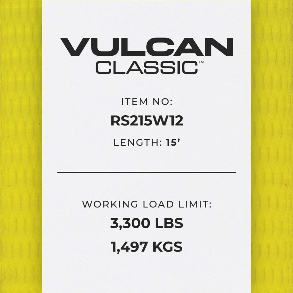 2 Inch x 15 Foot Ratchet Straps with Wire J Hooks, 4 Pack, Yellow H2647