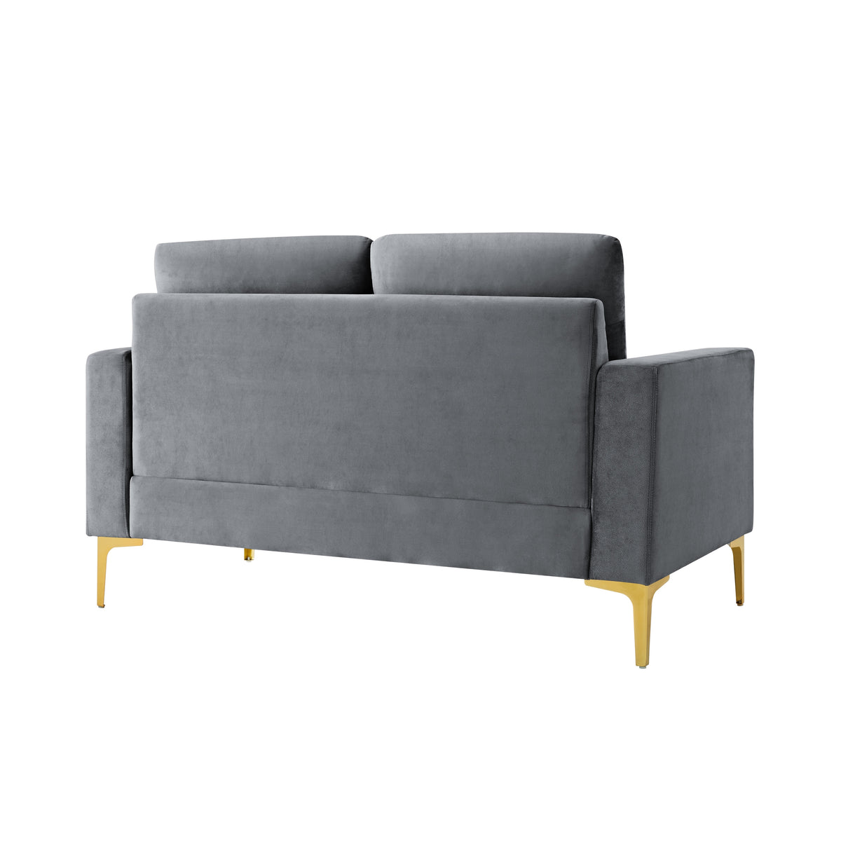 Grey Velvet Loveseat Sofa with Gold Metal Legs R28765