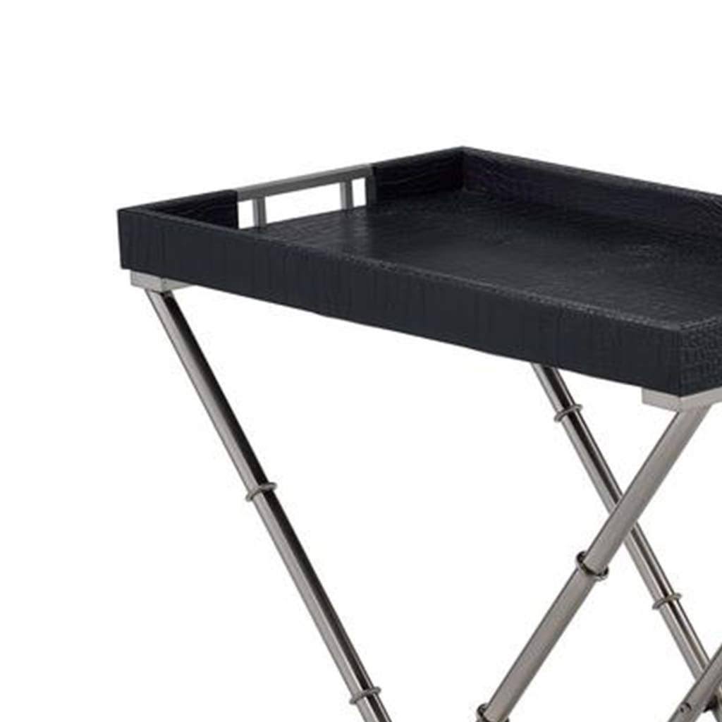 Black & Brushed Nickel Tray Table L216