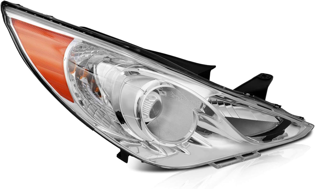 Headlight Assembly Chrome Housing Amber Reflector Clear Lens I501