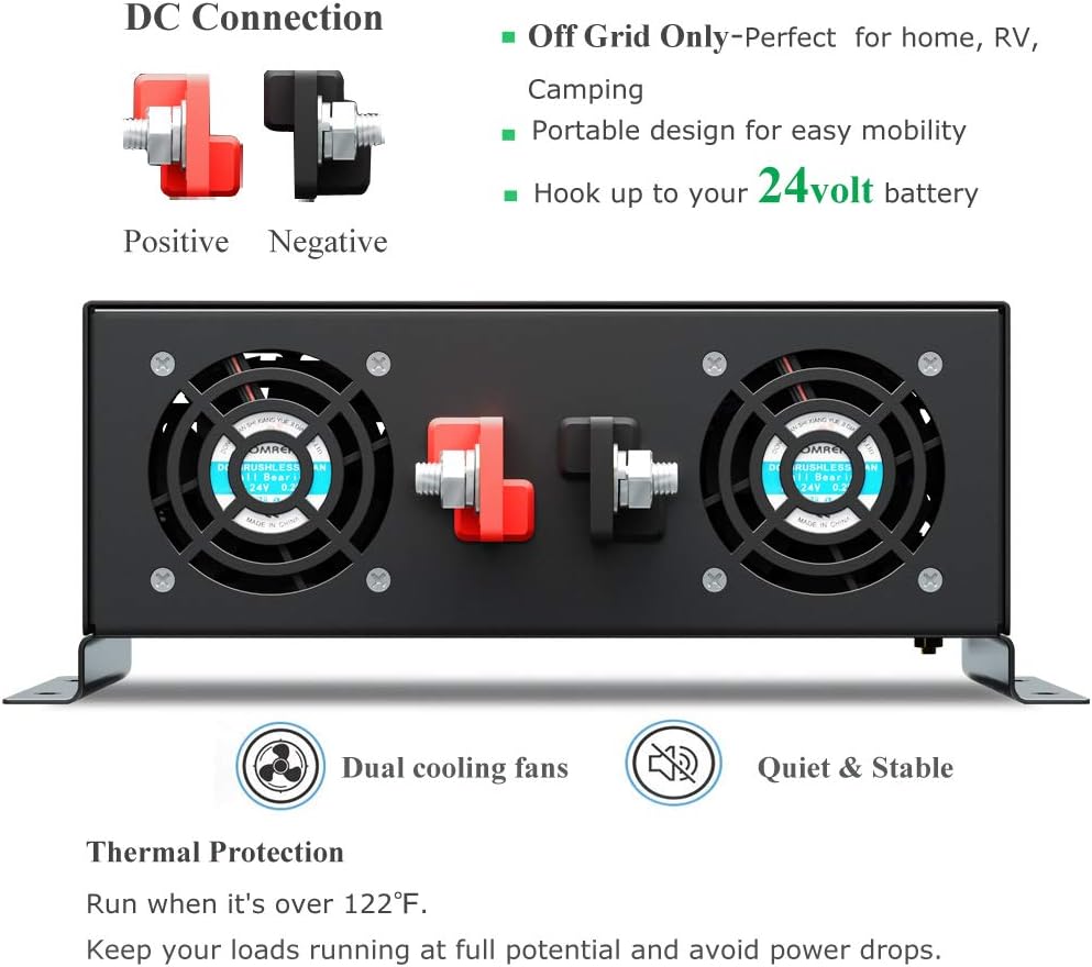 2500W Pure Sine Wave Power Inverter 24V DC to 120V AC H1271