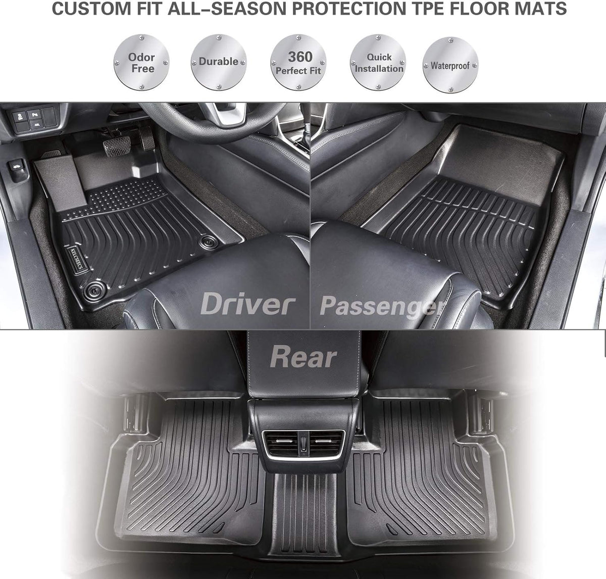Black Waterproof Heavy Duty Car Floor Mats Full Set Z5996