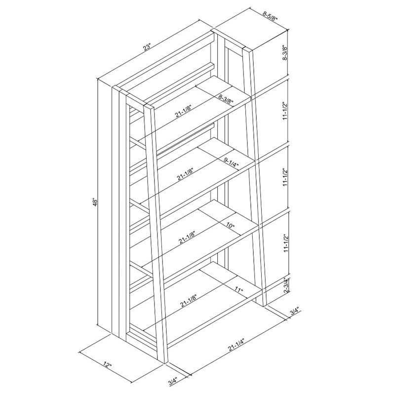 Wood Folding Bookcase in Walnut K8809