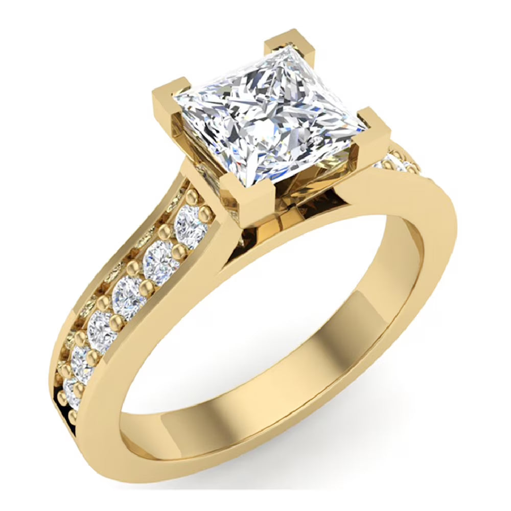 14K Gold Princess Cut Diamond Engagement Ring J454607