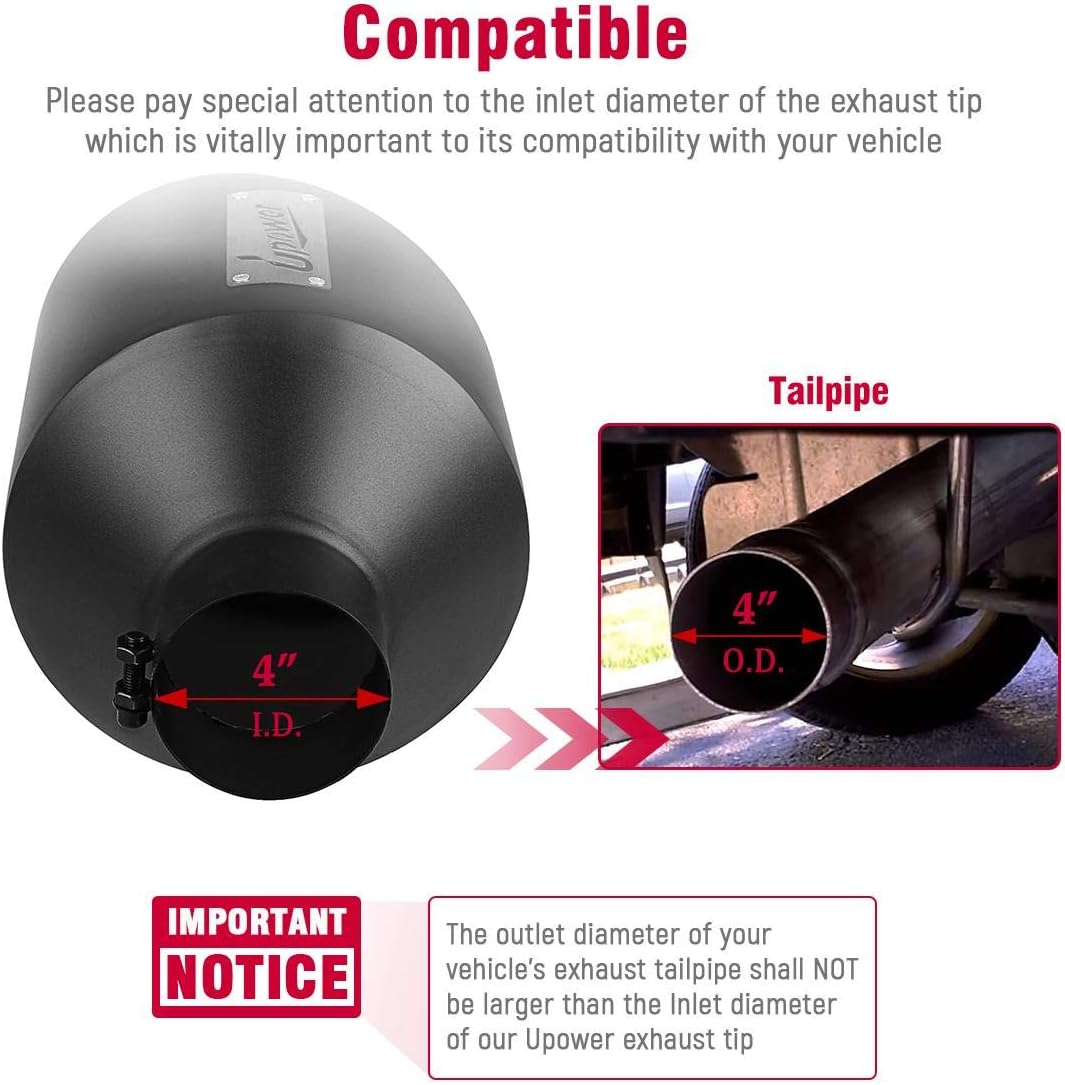 Black Long Stainless Steel Bolt-On Exhaust Tips G440153