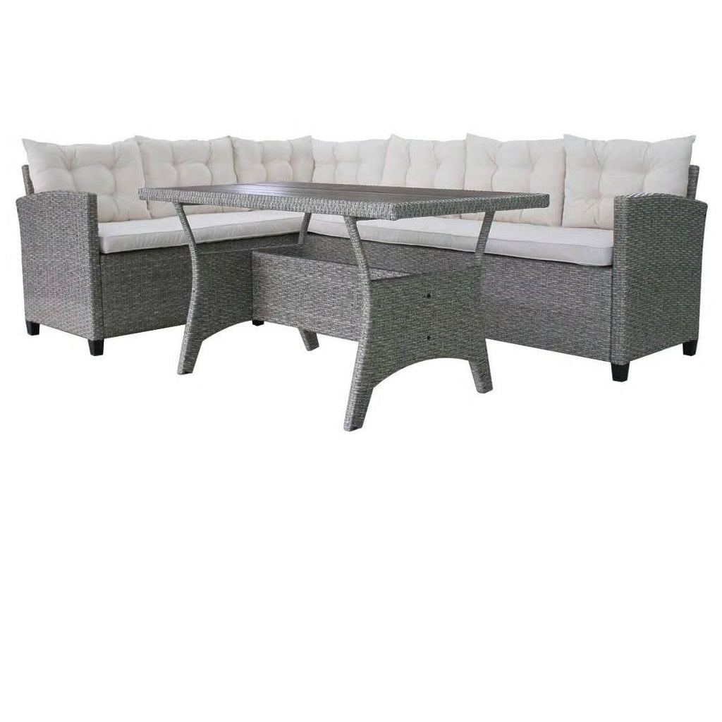 Gray Poly Rattan Garden Corner Sofa Set 12 Piece U2733