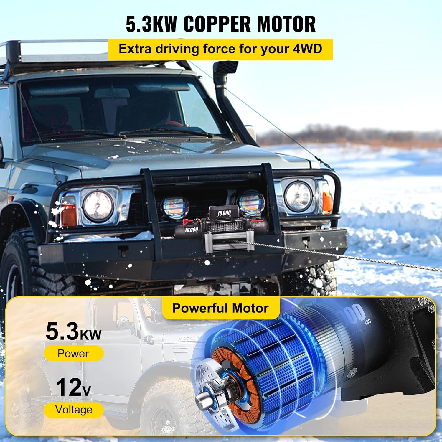 18000lbs 12V Electric Winch with Wireless Remote Control C6576