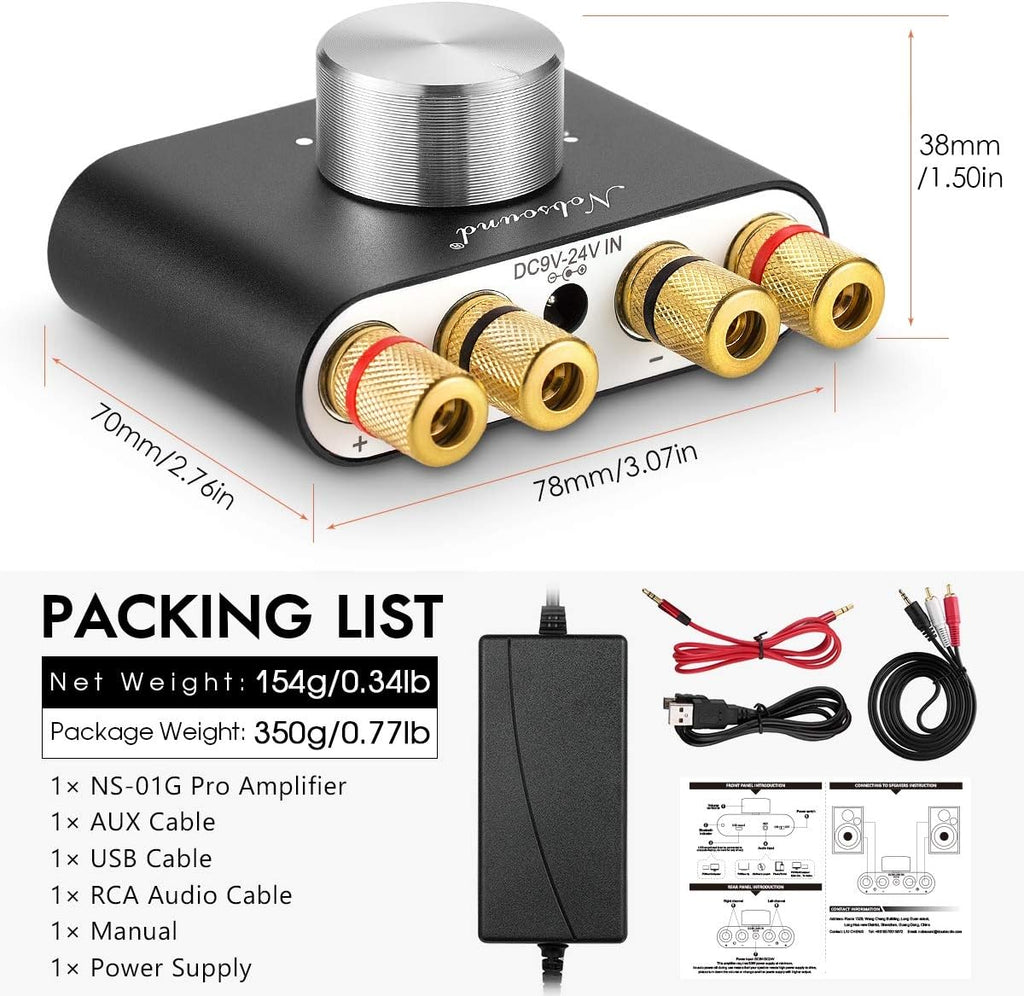 Black Mini Bluetooth Power Amplifier 50W×2 Pack of 2 B63273