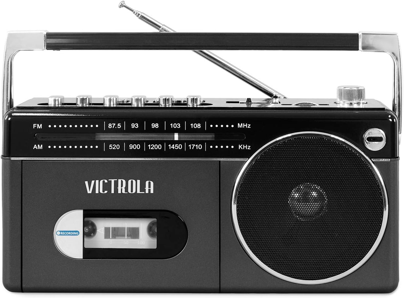 Grey Bluetooth Boombox with Cassette Player, Recorder and AM/FM Radio, Pack of 2 J587295