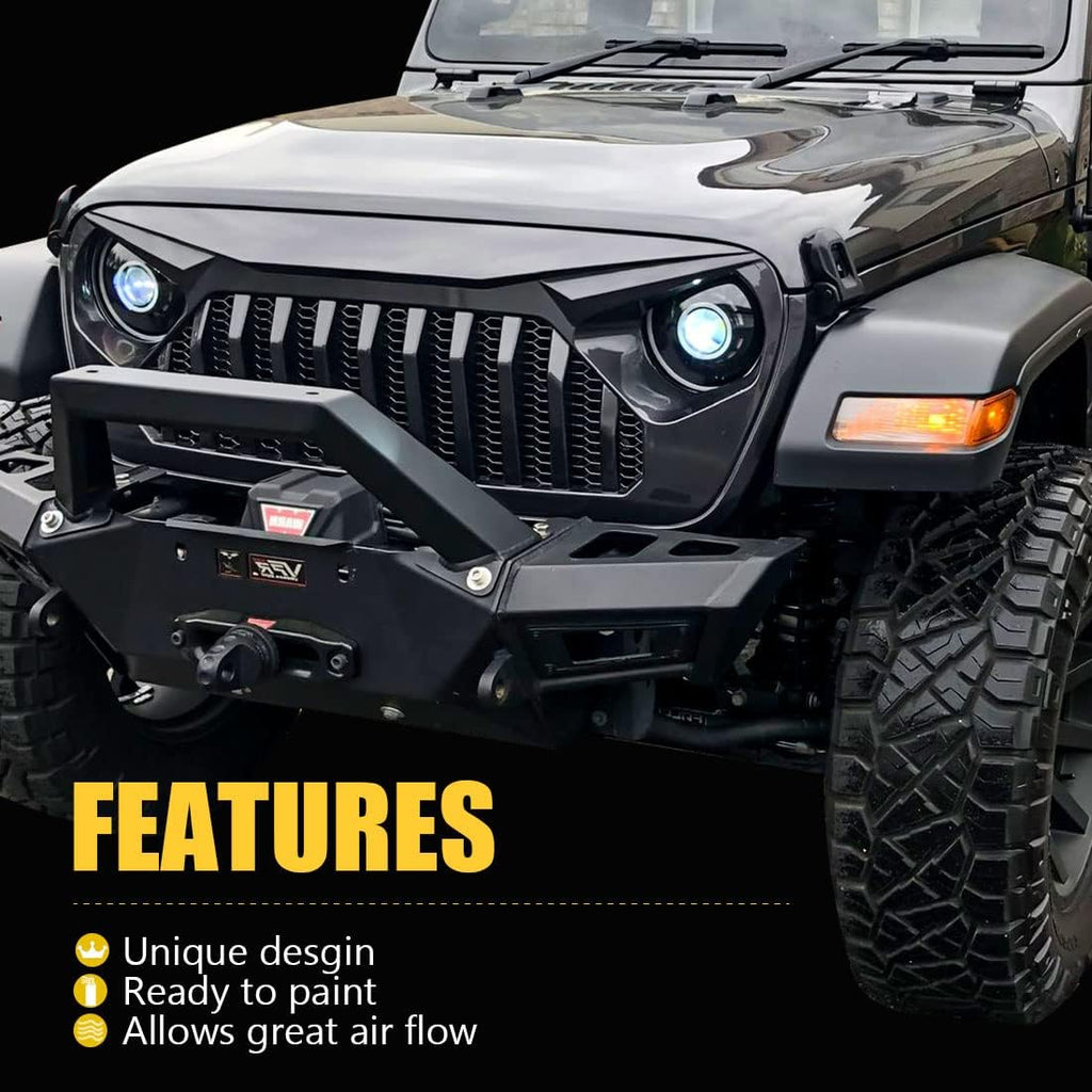 Glossy Black ABS Front Cover Grill for Jeep Wrangler JL JLU S512