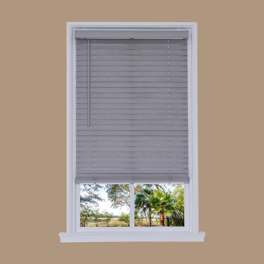 Gray Faux Wood Cordless Room Darkening Horizontal Blinds I667626