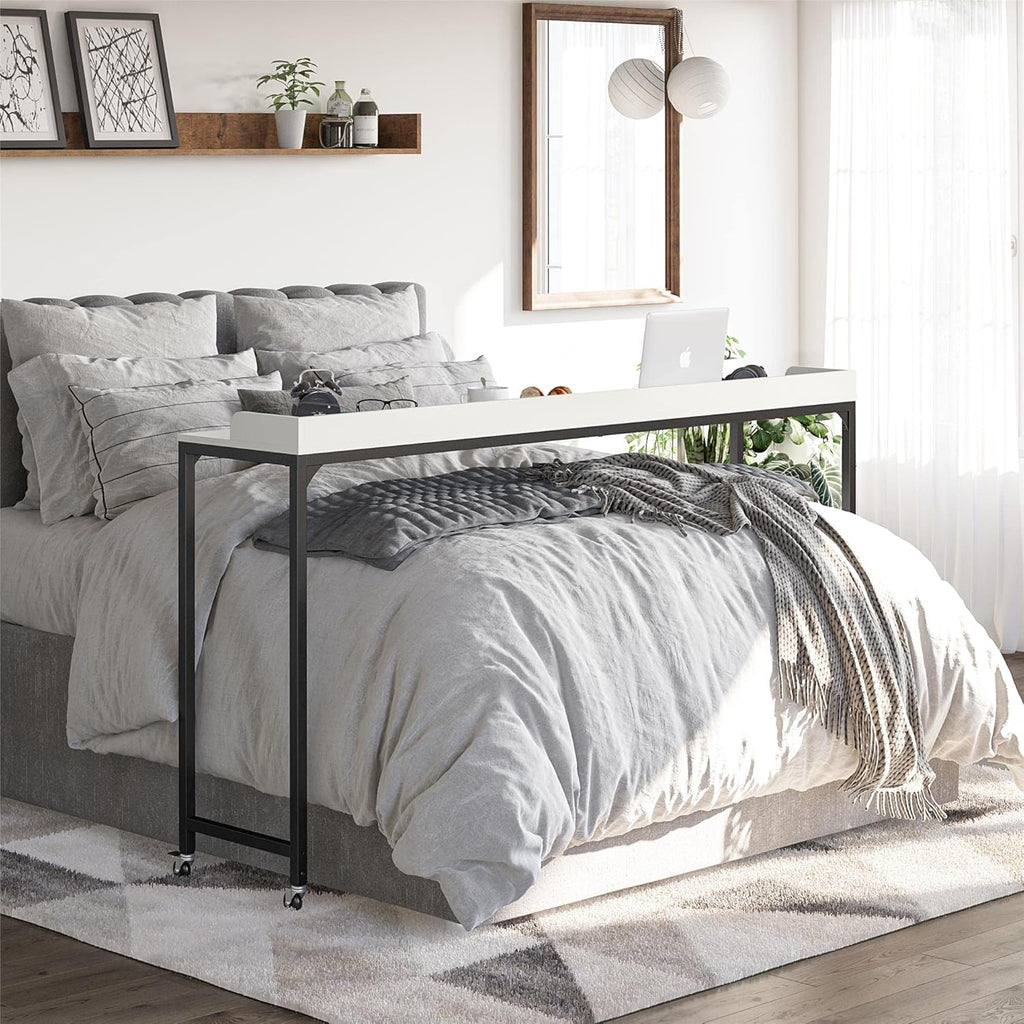 Adjustable Height Over-The-Bed Desk with Castors, Light Walnut J27777