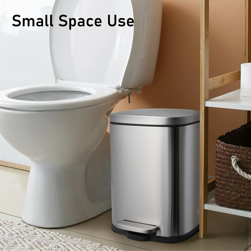 Stainless Steel Step Trash Can Combo Set, 13.2 Gallon & 1.3 Gallon V53283