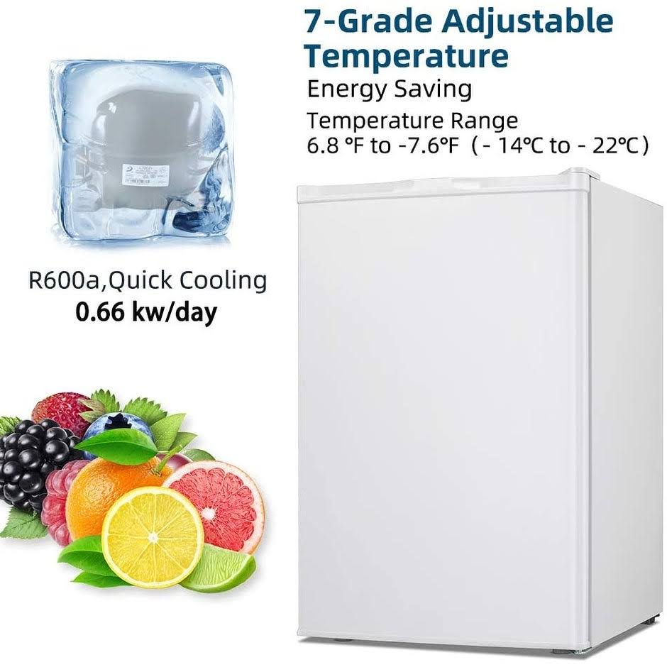 White Compact Upright Freezer with Reversible Single Door N858