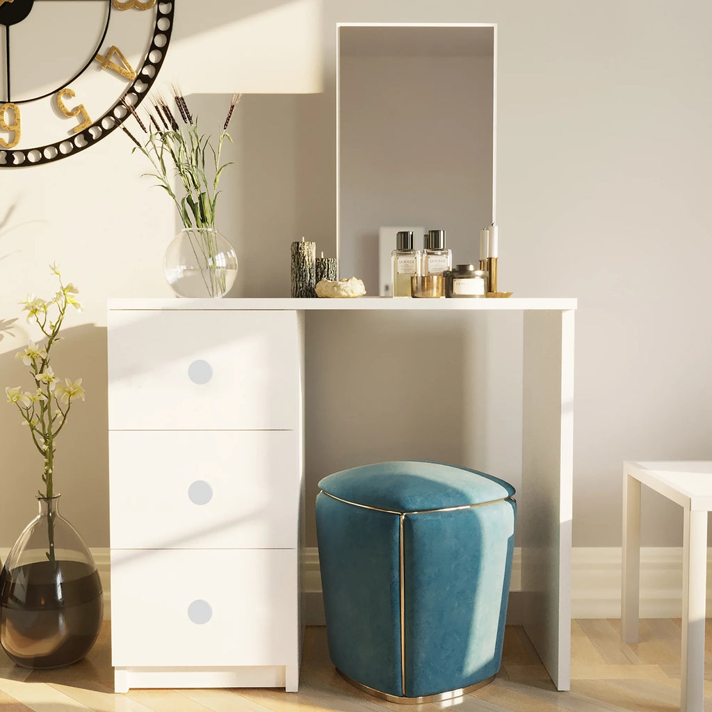White 3 Drawer Vanity Table with Mirror O2631
