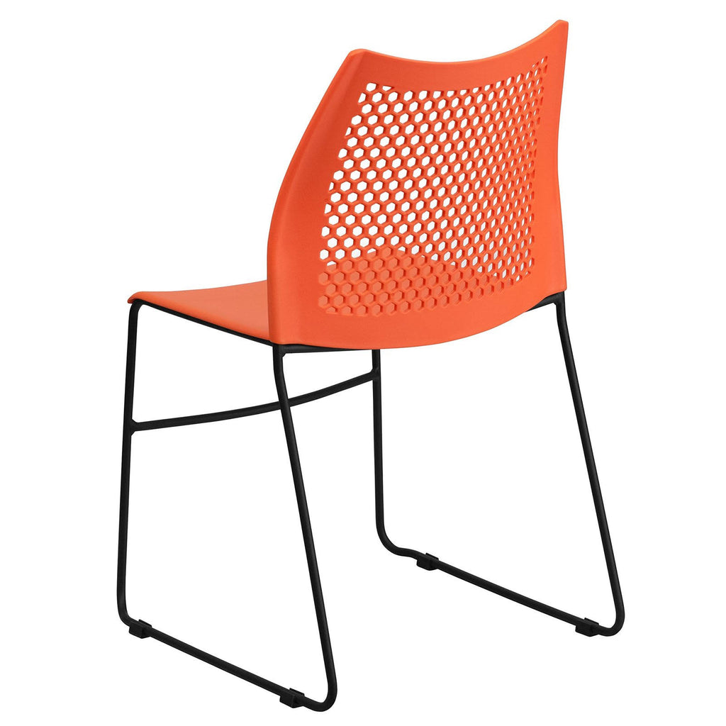 Orange Sled Base Stack Chair with Air-Vent Back H764527