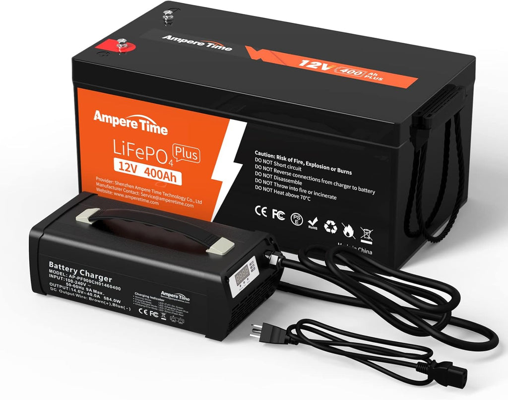 12V 400Ah LiFePO4 Battery with 250A BMS and 14.6V 40A Charger J7218