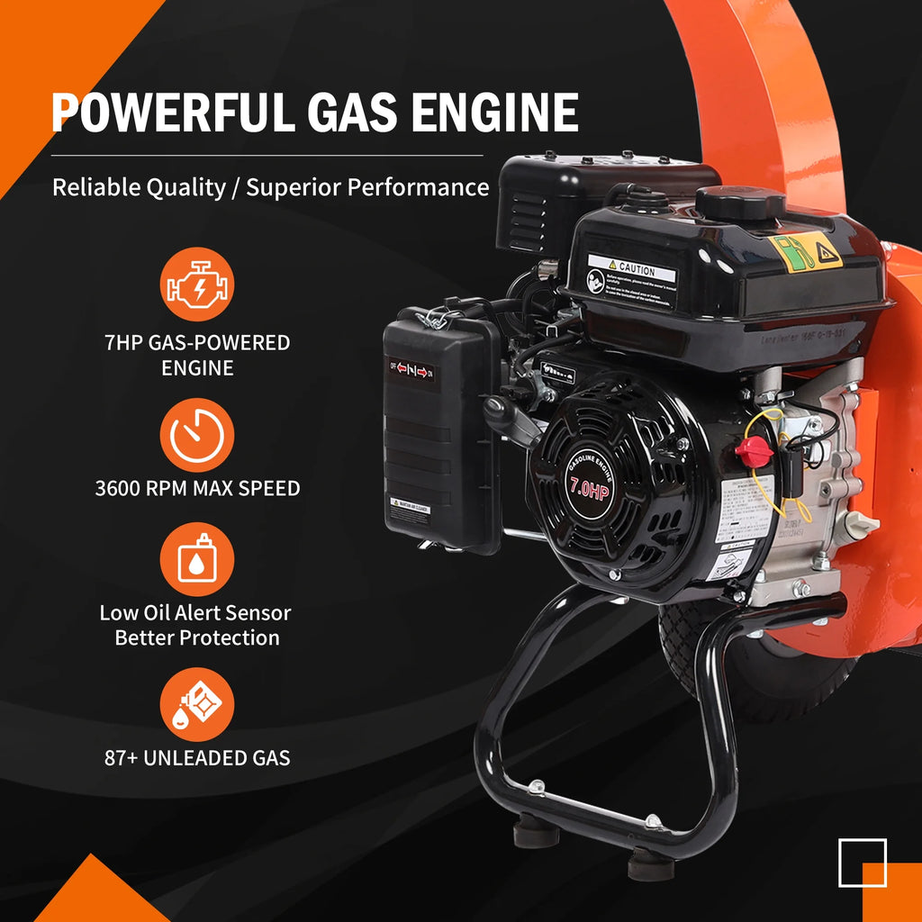 7 HP 212cc Gas Powered Wood Chipper Shredder V1313