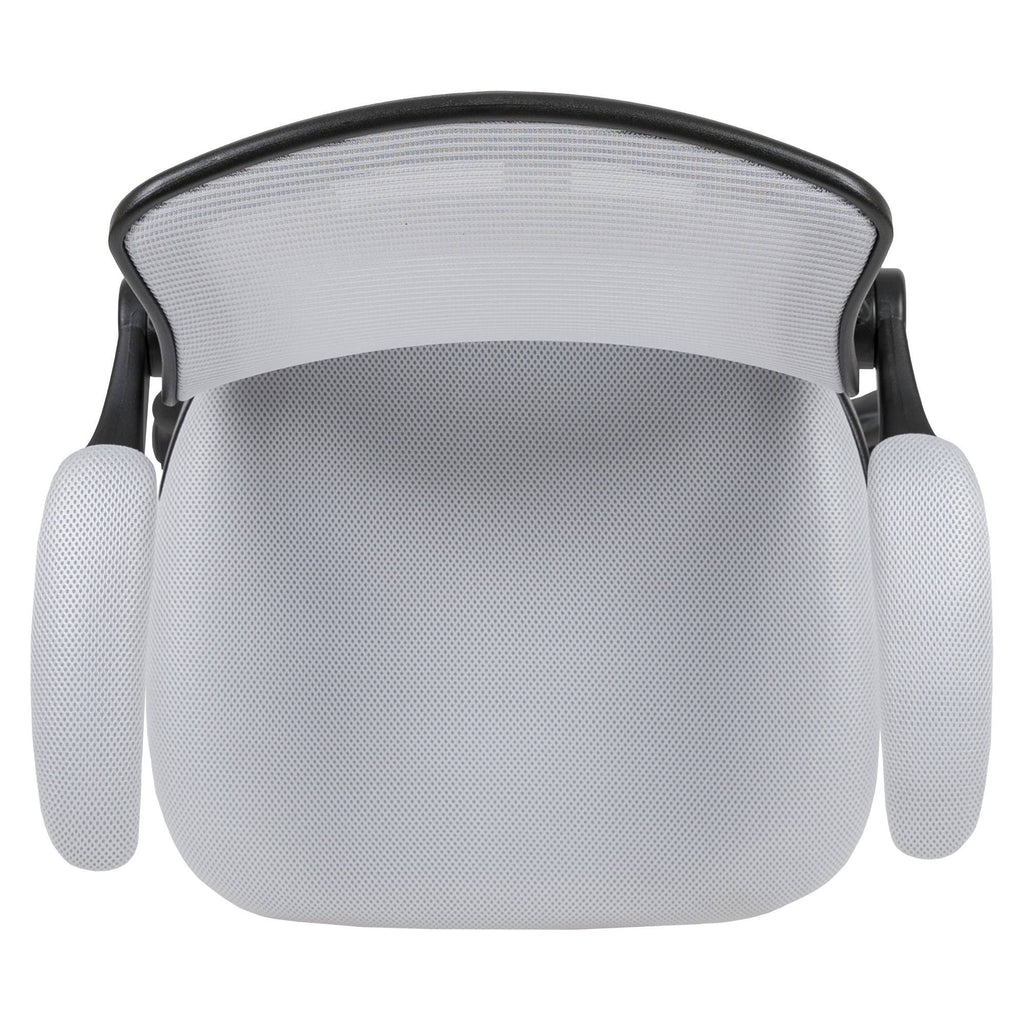 White Mesh Ergonomic Drafting Chair with Foot Ring and Flip-Up Arms P56858
