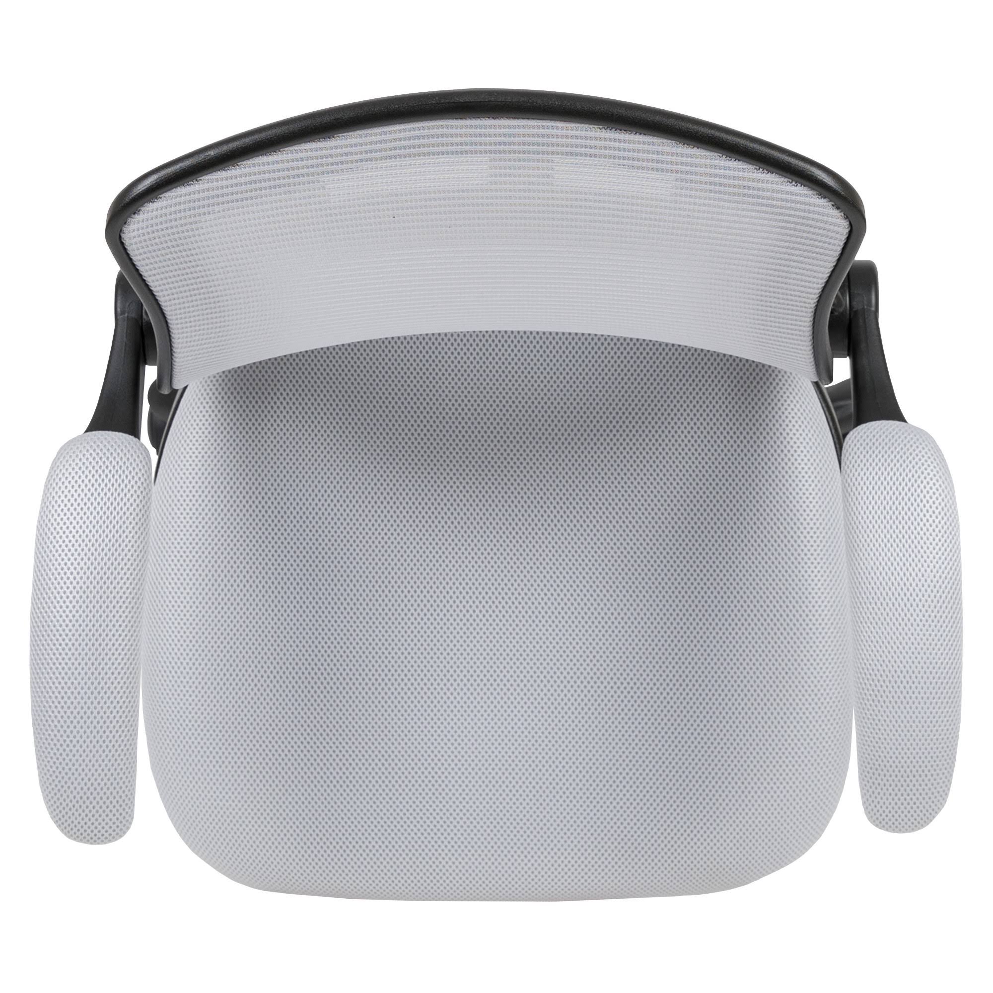 White Mesh Ergonomic Drafting Chair with Foot Ring and Flip-Up Arms P56858