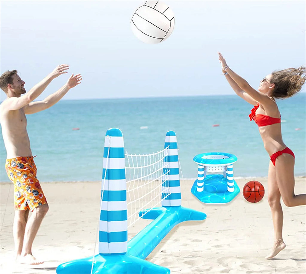 Inflatable Pool Volleyball Net Basketball Hoop Swimming Pool Toys Set R216204