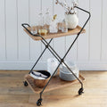 2-Tiered Rolling Serving Cart with Oak Wood Shelf M71838