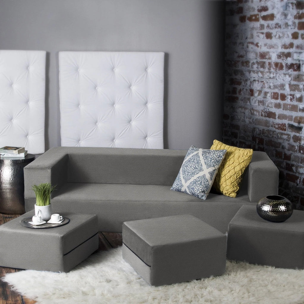 California King Convertible Sleeper Sofa and Ottomans Sand R8477