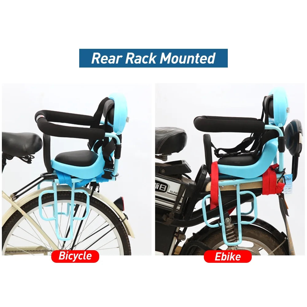 Child Bike Seat Rear Mounted Seat Carrier for Toddlers 6M-6Y Hold up to 77lbs Q231
