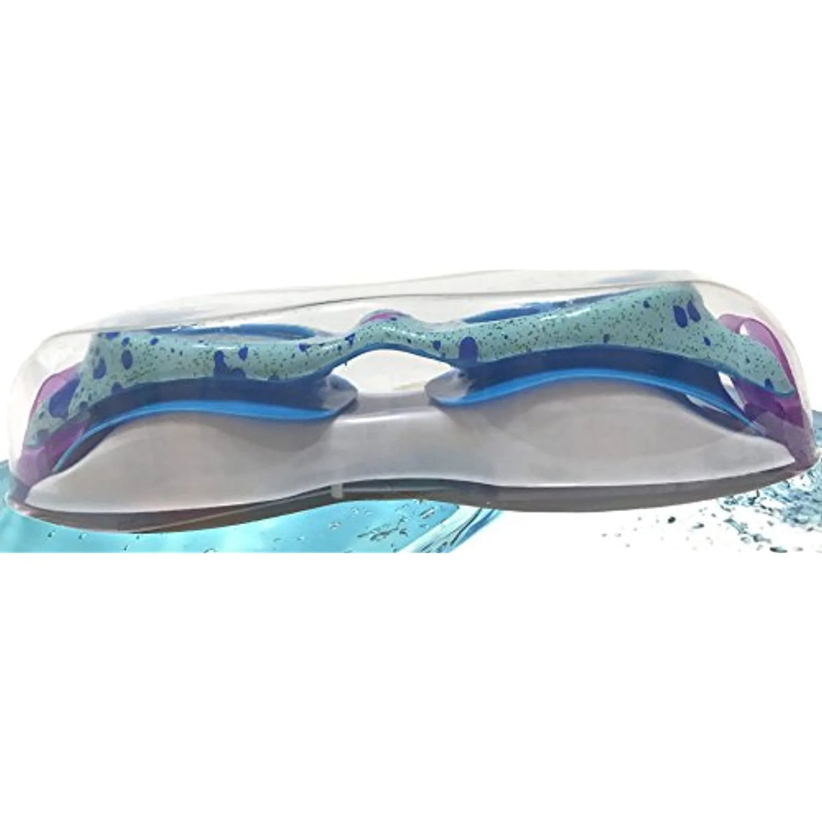 Junior Glide Print Swimming Goggles, Aqua with Blue Paint Splatter, Latex-Free, UV Protection, Anti-Fog E8817