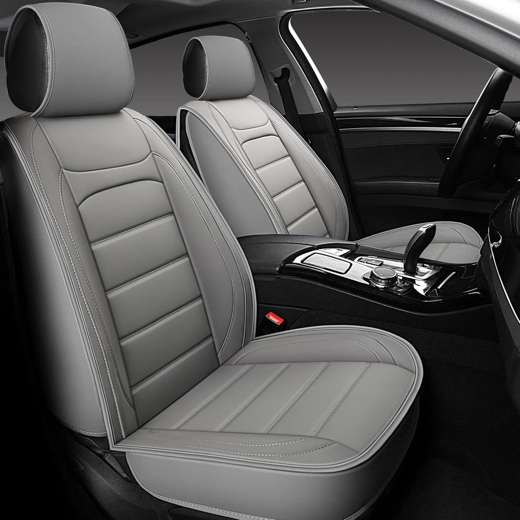 Beige Leather Car Seat Covers 2 PCS Front X8668