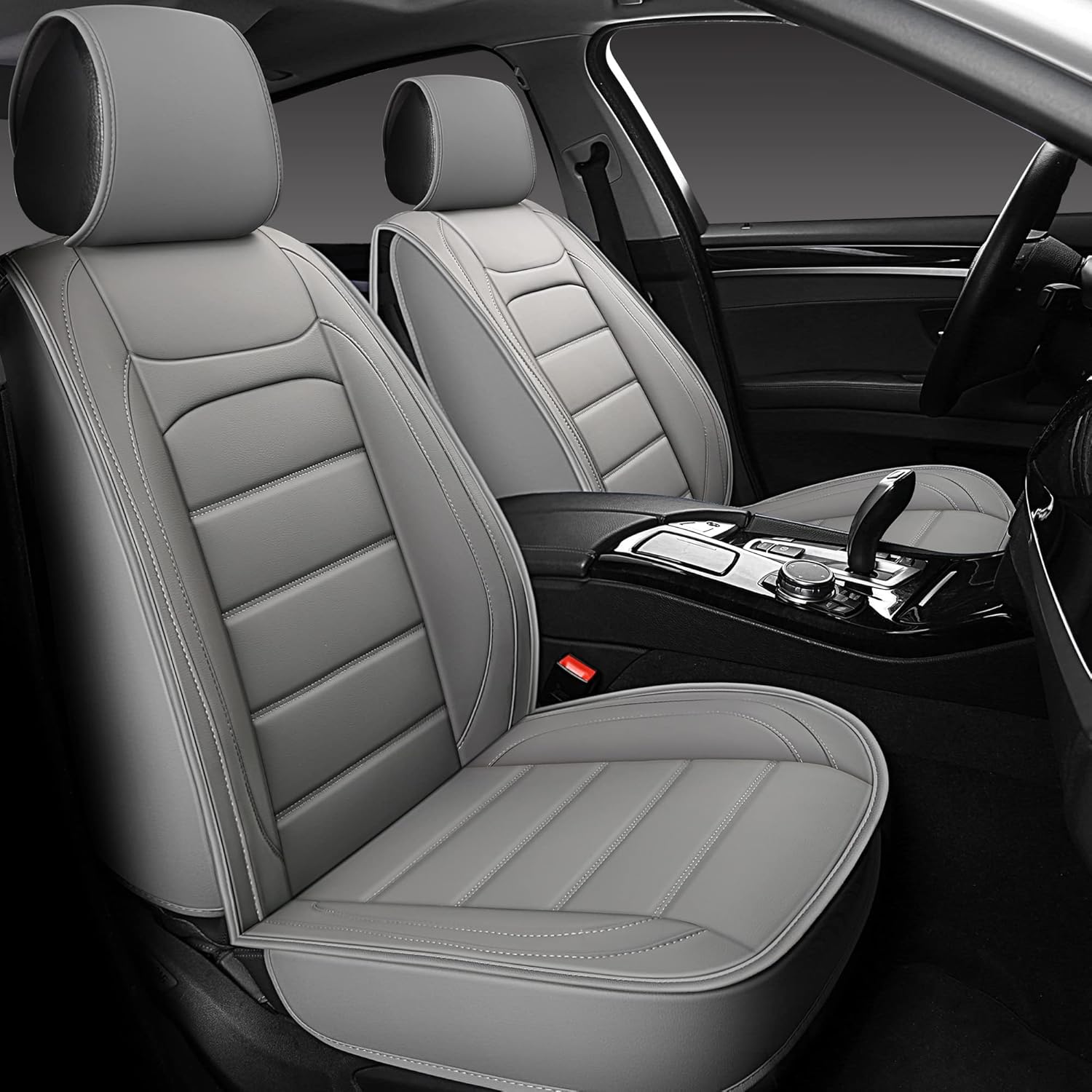 Beige Leather Car Seat Covers 2 PCS Front X8668