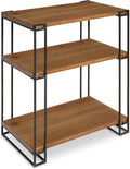 Rustic Caramel Brown Wood and Metal Side Table with Three Shelves S2295