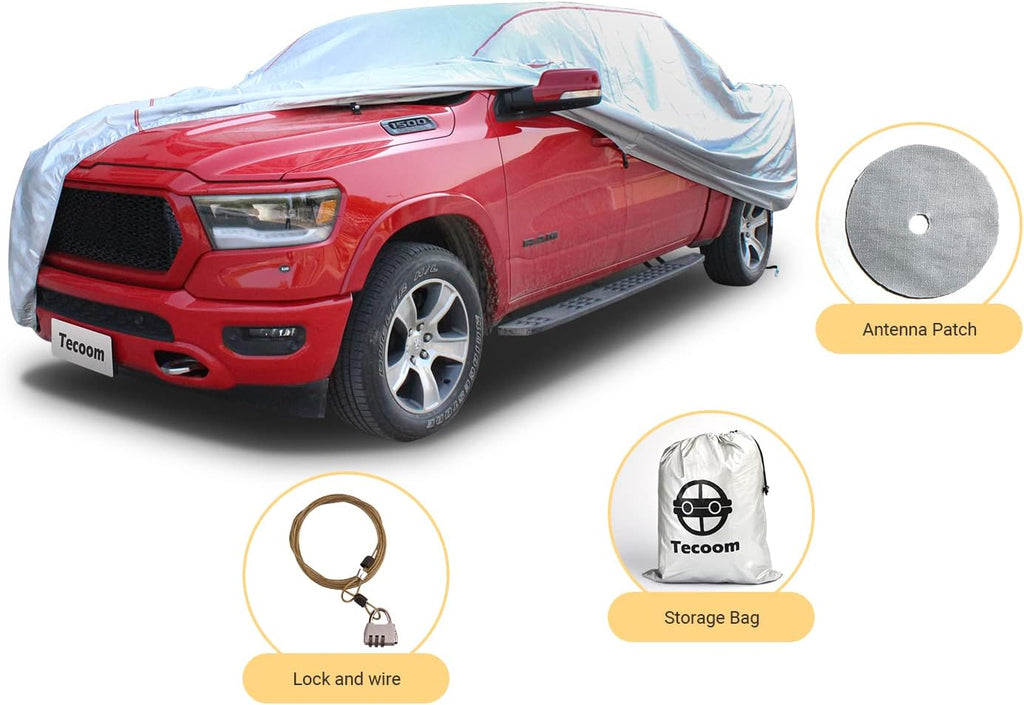 Hard Shell Truck Car Cover Waterproof UV-Proof Windproof Zipper Design with Straps Buckle Full Size Truck Length Up to 212" Pack of 2 K2678