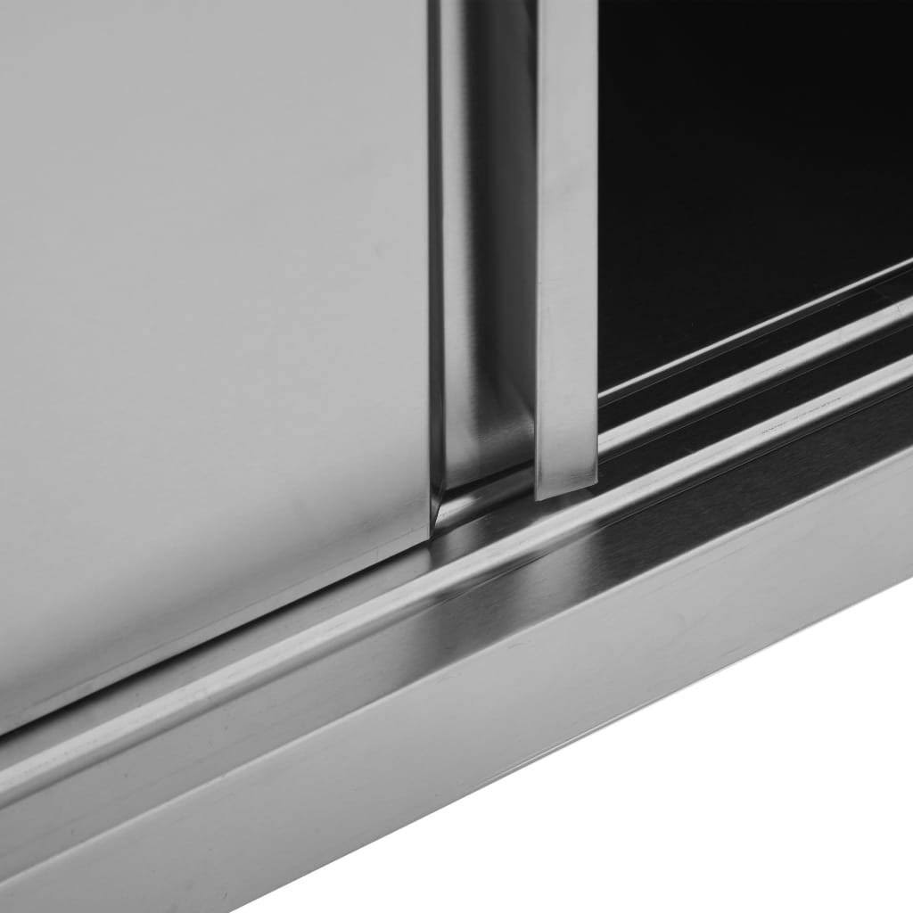 Stainless Steel Kitchen Wall Cabinet with Sliding Doors U439971