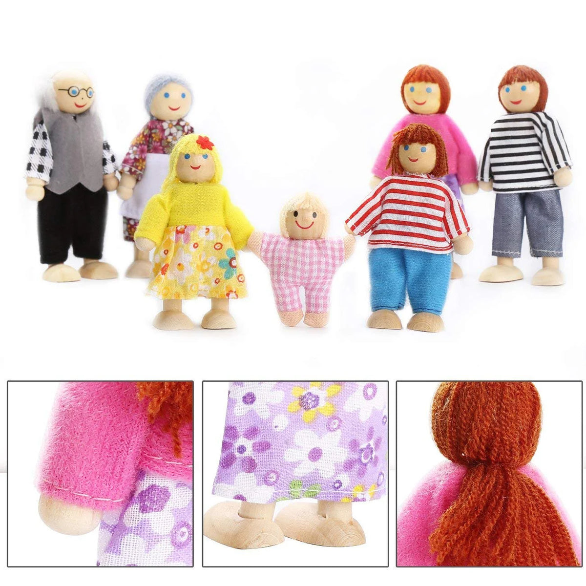Wooden Dolls Playset Set of 7-Piece T38479