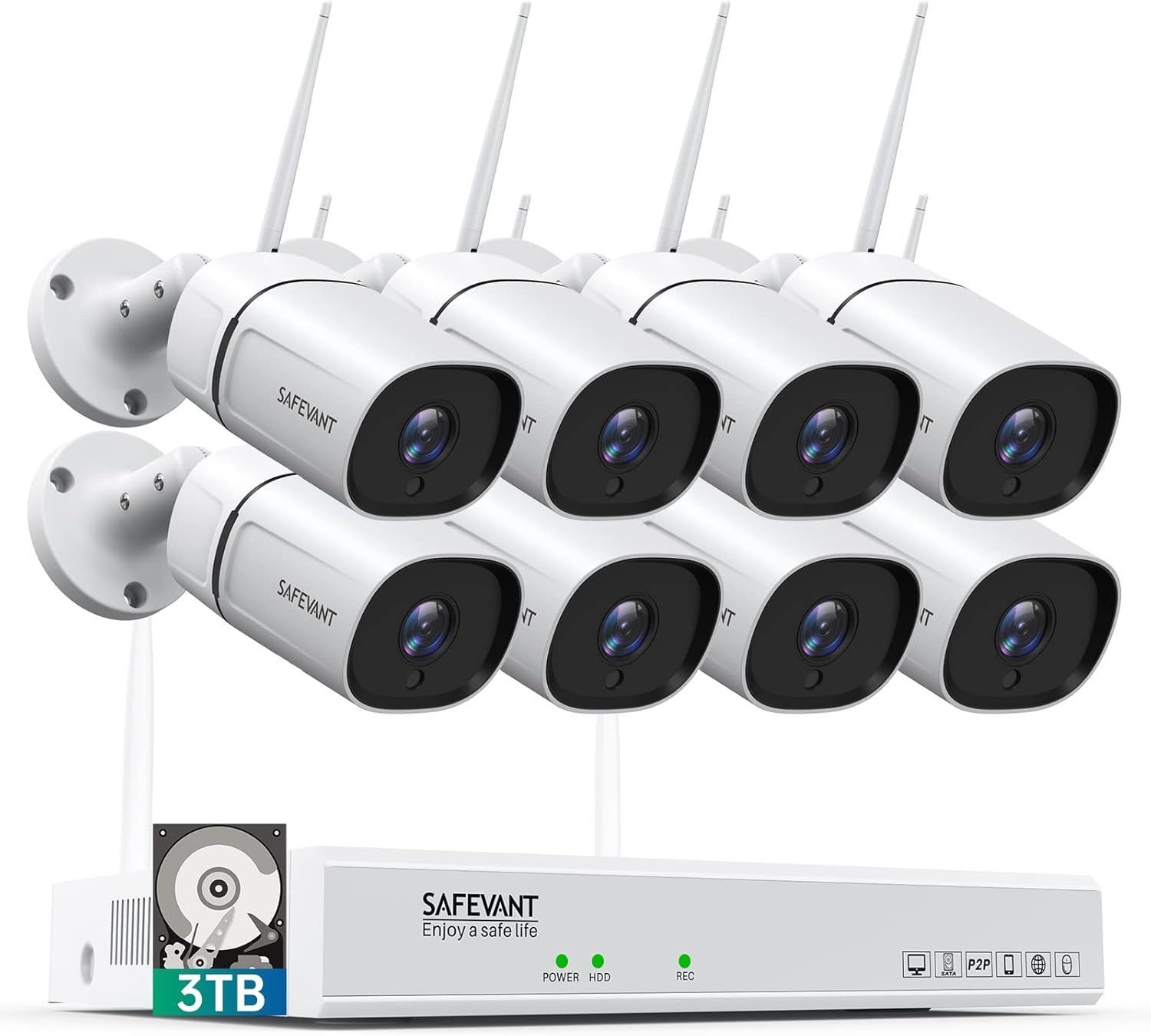 Wireless Security Camera System with 8 Cameras and 3TB Hard Drive N9891