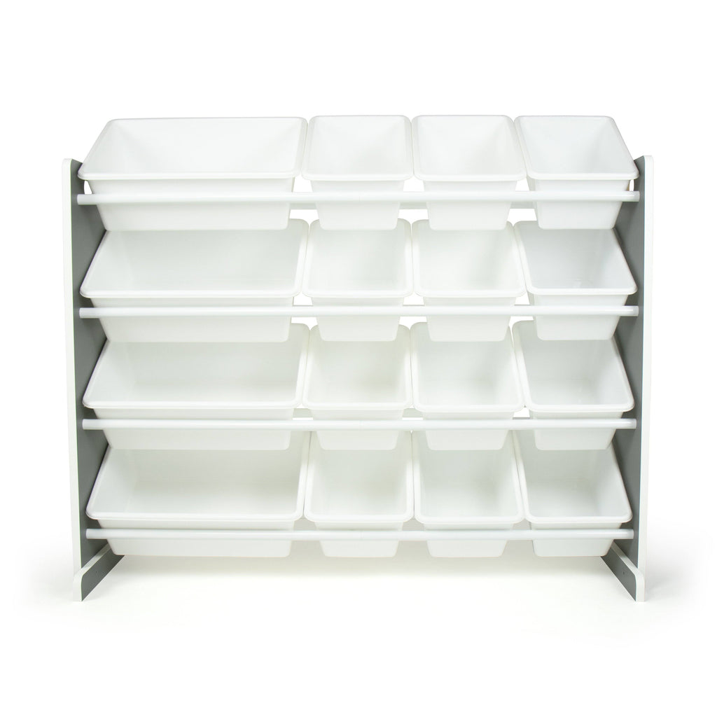 16 Storage Bins Toy Organizer, Grey/White R91889