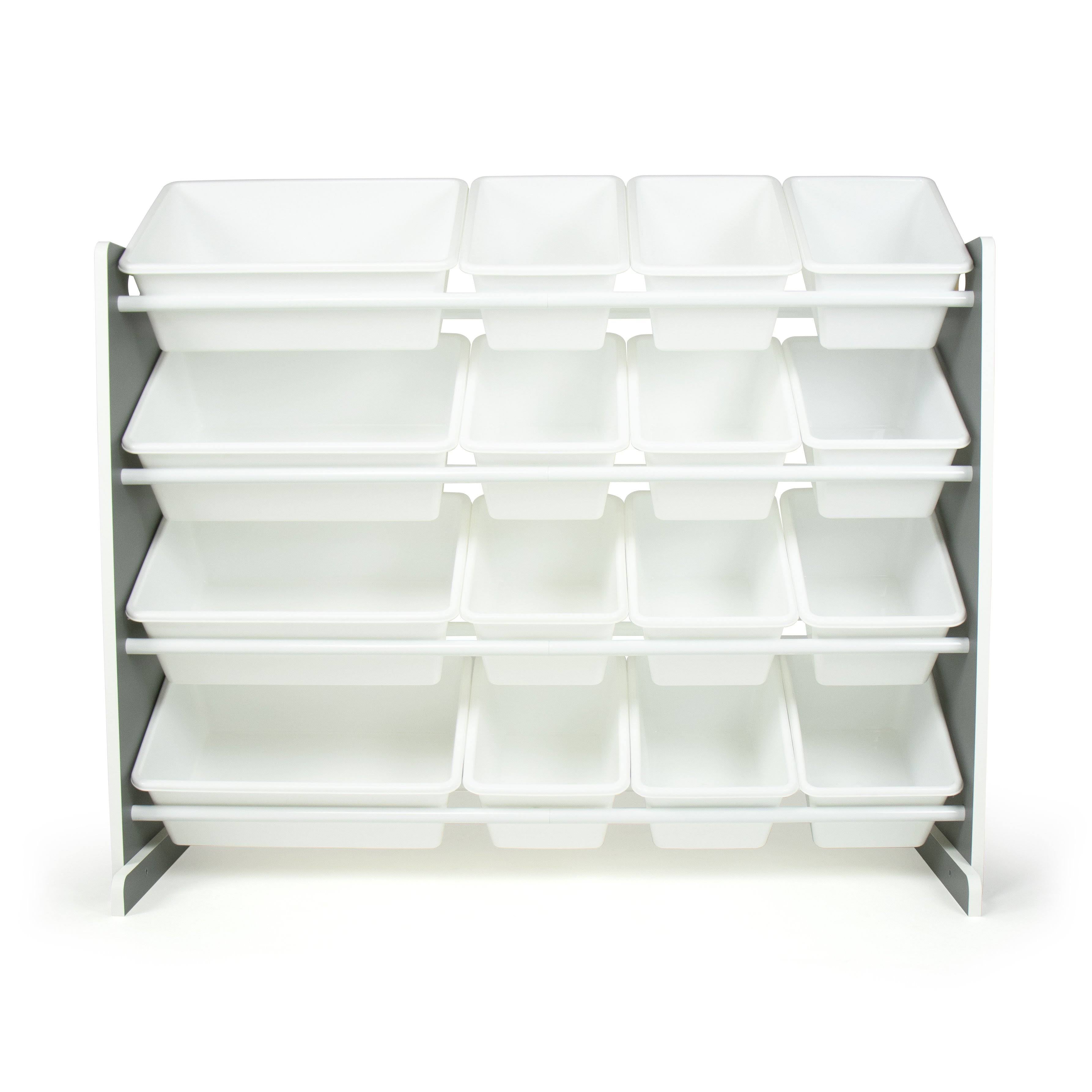 16 Storage Bins Toy Organizer, Grey/White R91889