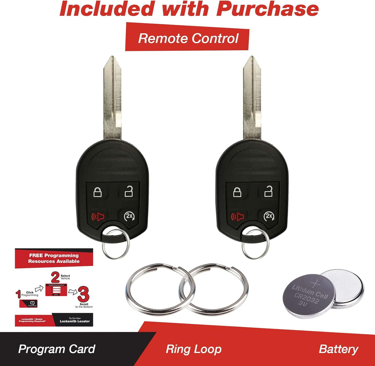 Keyless Entry Remote Car Key Fob Replacement (Pack of 2) C157