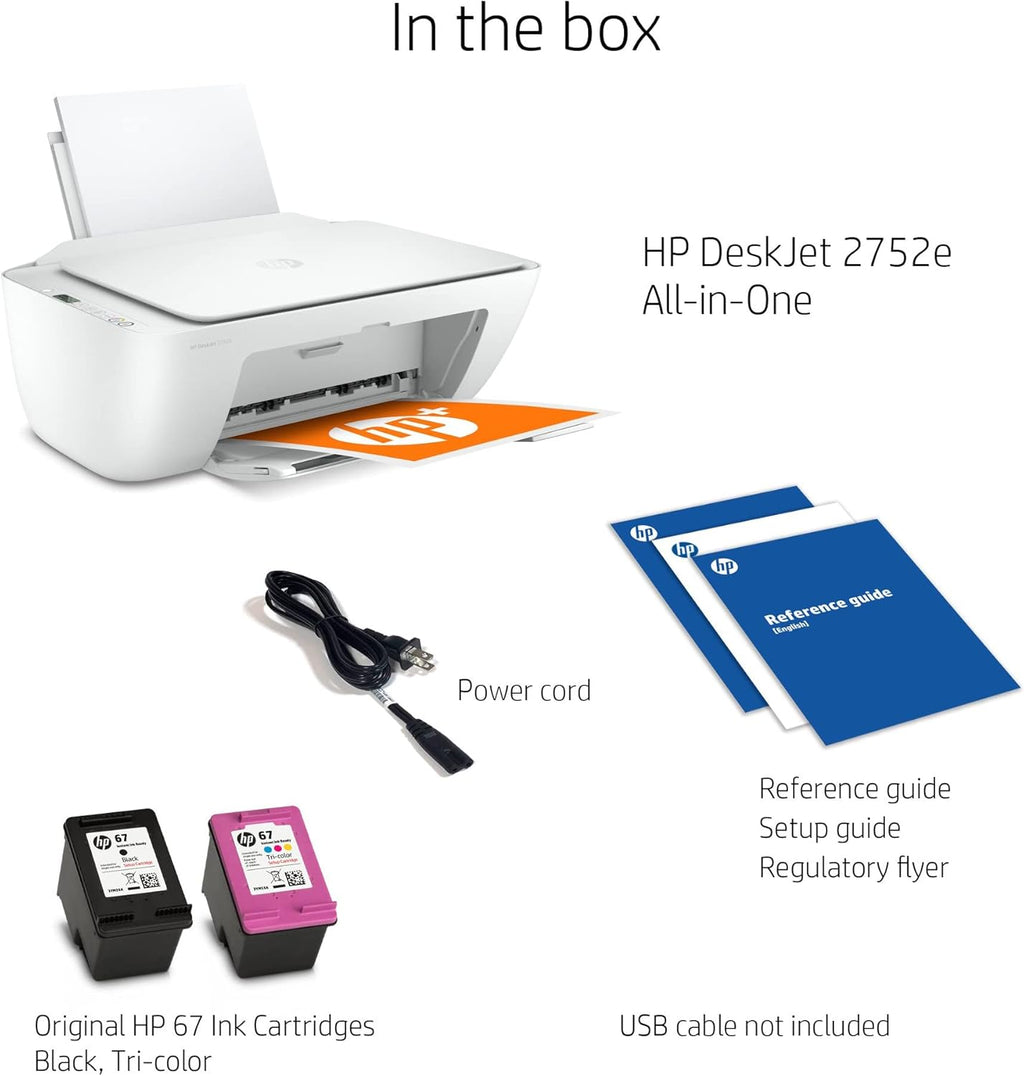 HP DeskJet 2752e All-in-One Wireless Color Inkjet Printer, White X52342