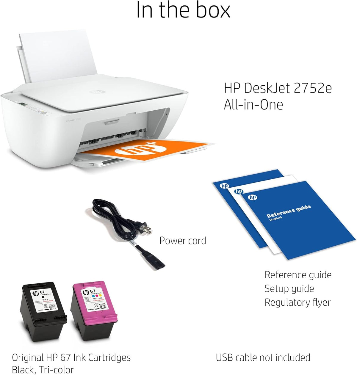 HP DeskJet 2752e All-in-One Wireless Color Inkjet Printer, White X52342