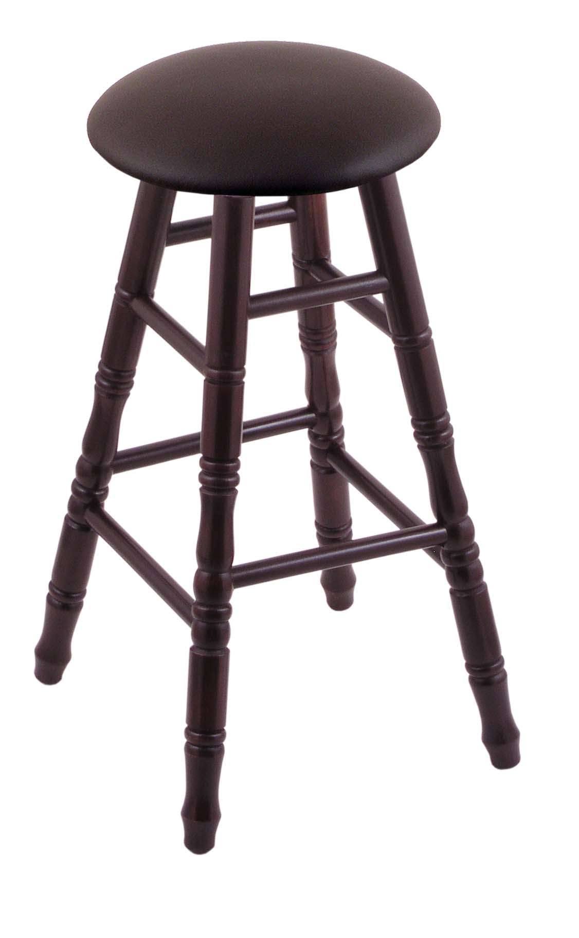 XL Maple Bar Stool in Dark Cherry Finish with Espresso Seat and Turned Legs T91204