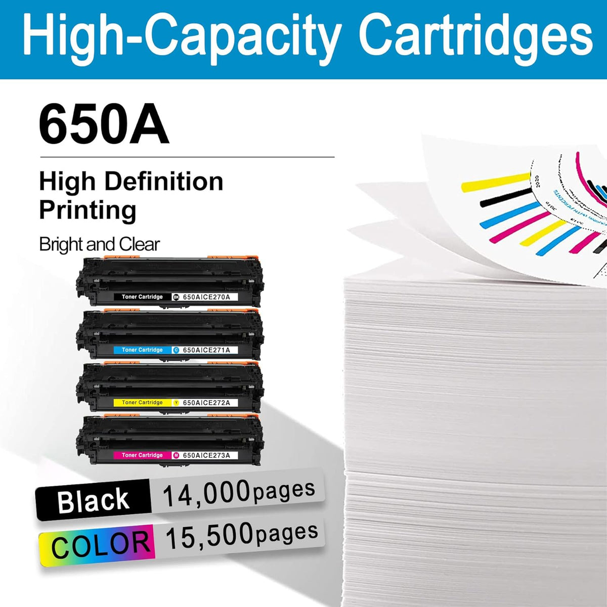 4 Pack Remanufactured Toner Cartridge for HP Color Enterprise CP5525n CP5525dn CP5525xh M750n M750dn M750xh F6180